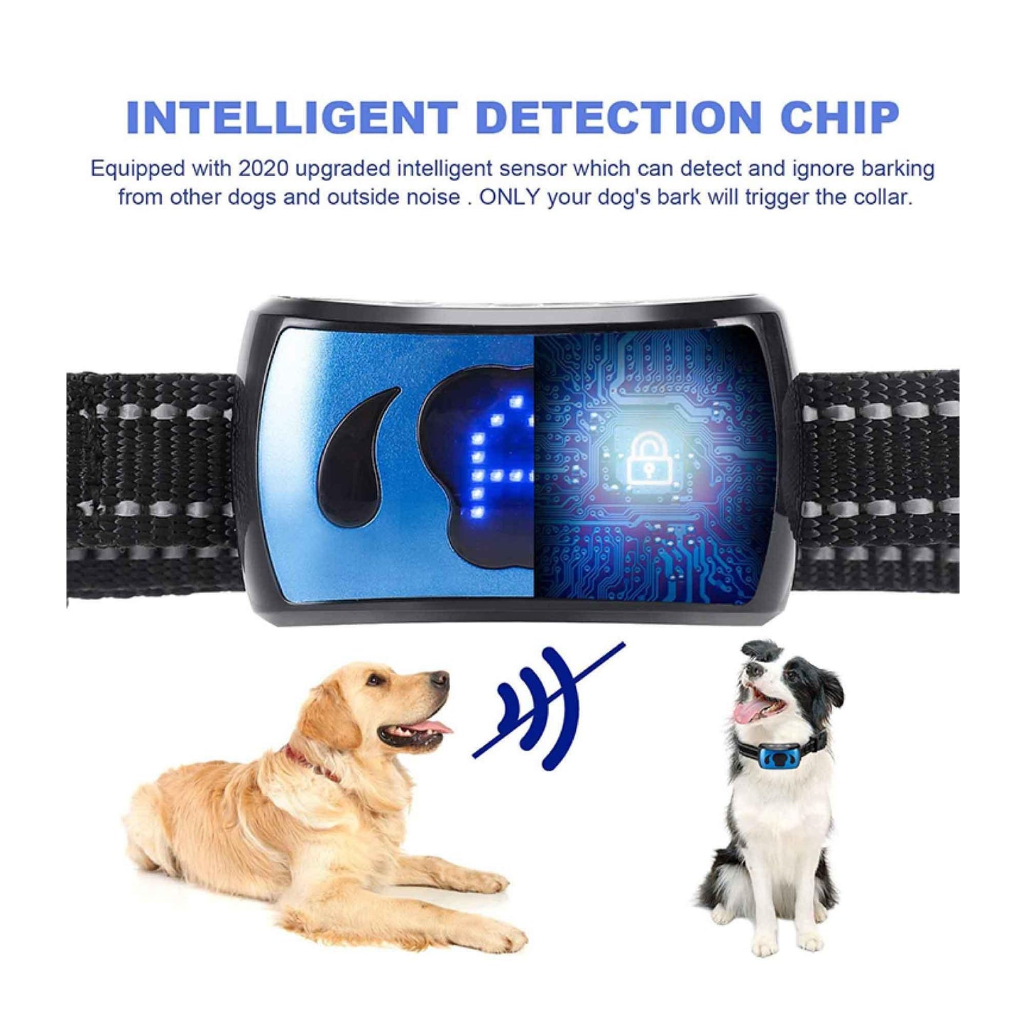 Dog Bark Collar - Vibration Magnetic Charging Waterproof Smart Barking Detection - Mega Pet Store