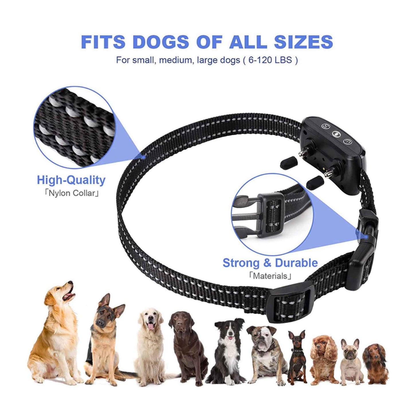 Dog Bark Collar - Vibration Magnetic Charging Waterproof Smart Barking Detection - Mega Pet Store
