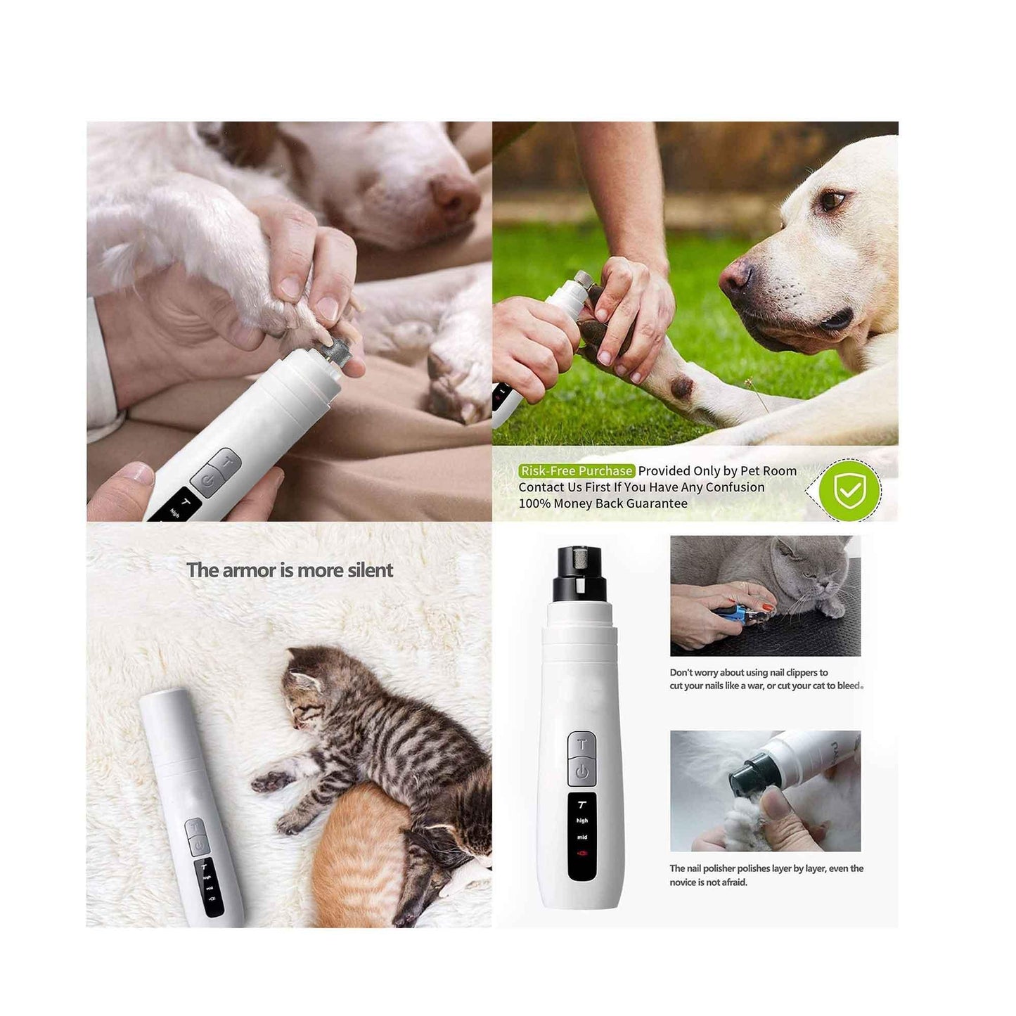 Pet Nail Grinder Dog Cat Electric Trimmer Turbo USB Rechargeable Claw Filer N9 - Mega Pet Store