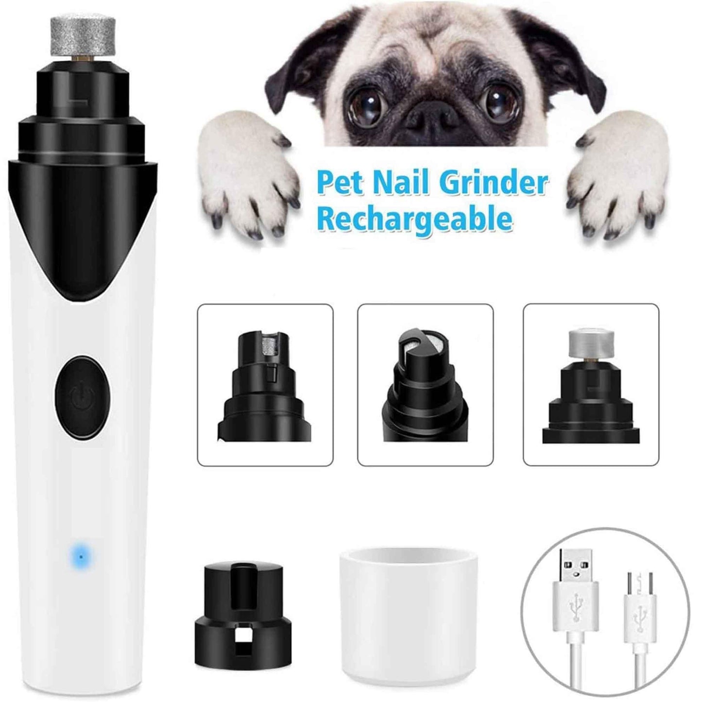 Pet Nail Grinder Dog Cat Electric Trimmer Rechargeable Clipper Claw Filer N8 - Mega Pet Store