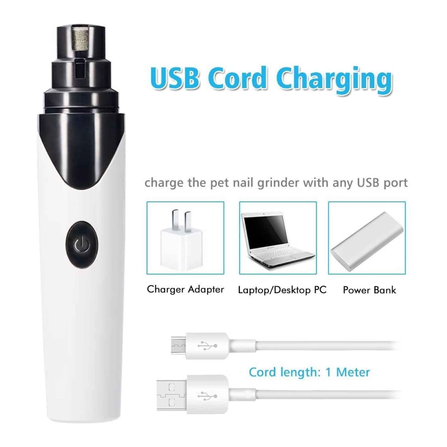 Pet Nail Grinder Dog Cat Electric Trimmer Rechargeable Clipper Claw Filer N8 - Mega Pet Store