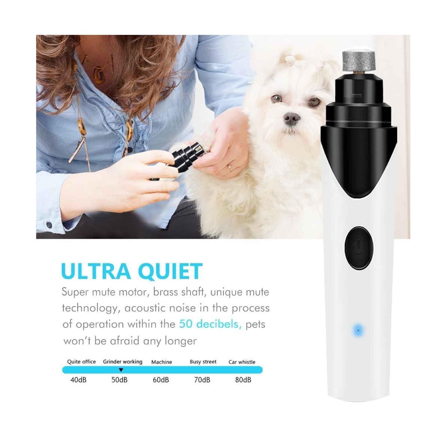 Pet Nail Grinder Dog Cat Electric Trimmer Rechargeable Clipper Claw Filer N8 - Mega Pet Store