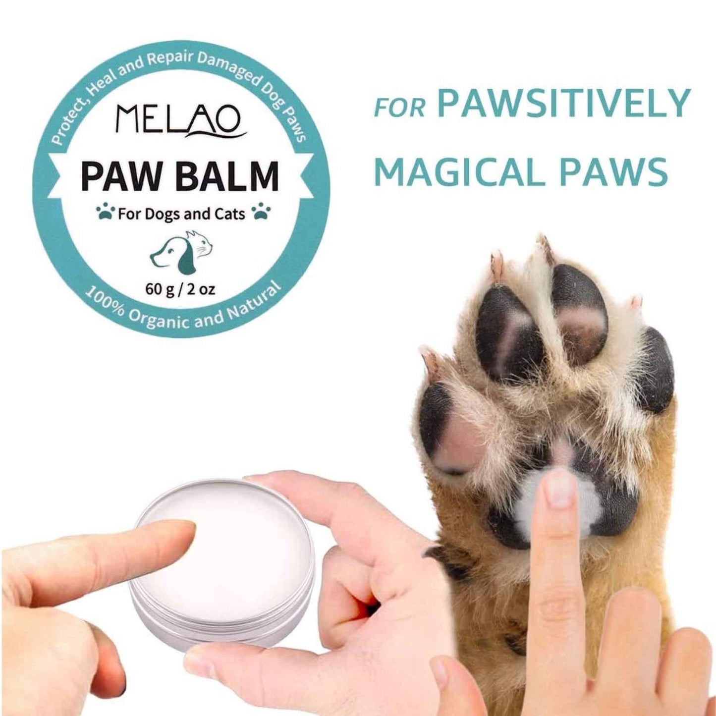 60g Pet Paw Balm - Dog or Cat Natural Organic Nose Soother Wax Ointment Cream - Mega Pet Store