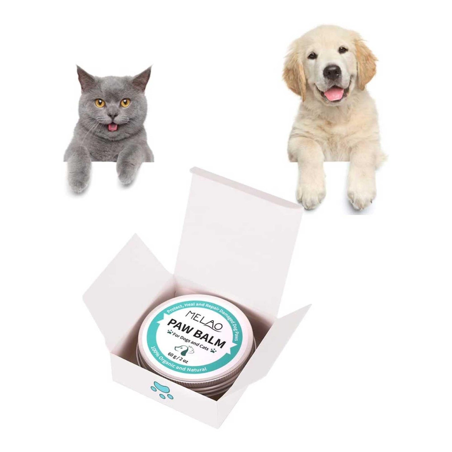 60g Pet Paw Balm - Dog or Cat Natural Organic Nose Soother Wax Ointment Cream - Mega Pet Store