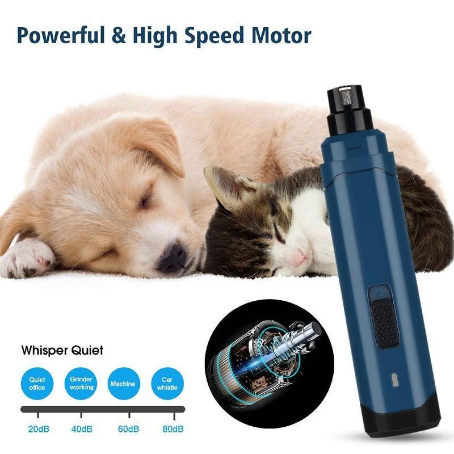 LED Light Pet Nail Grinder Dog Cat Electric Trimmer 2 Speed Rechargeable Filer - Mega Pet Store