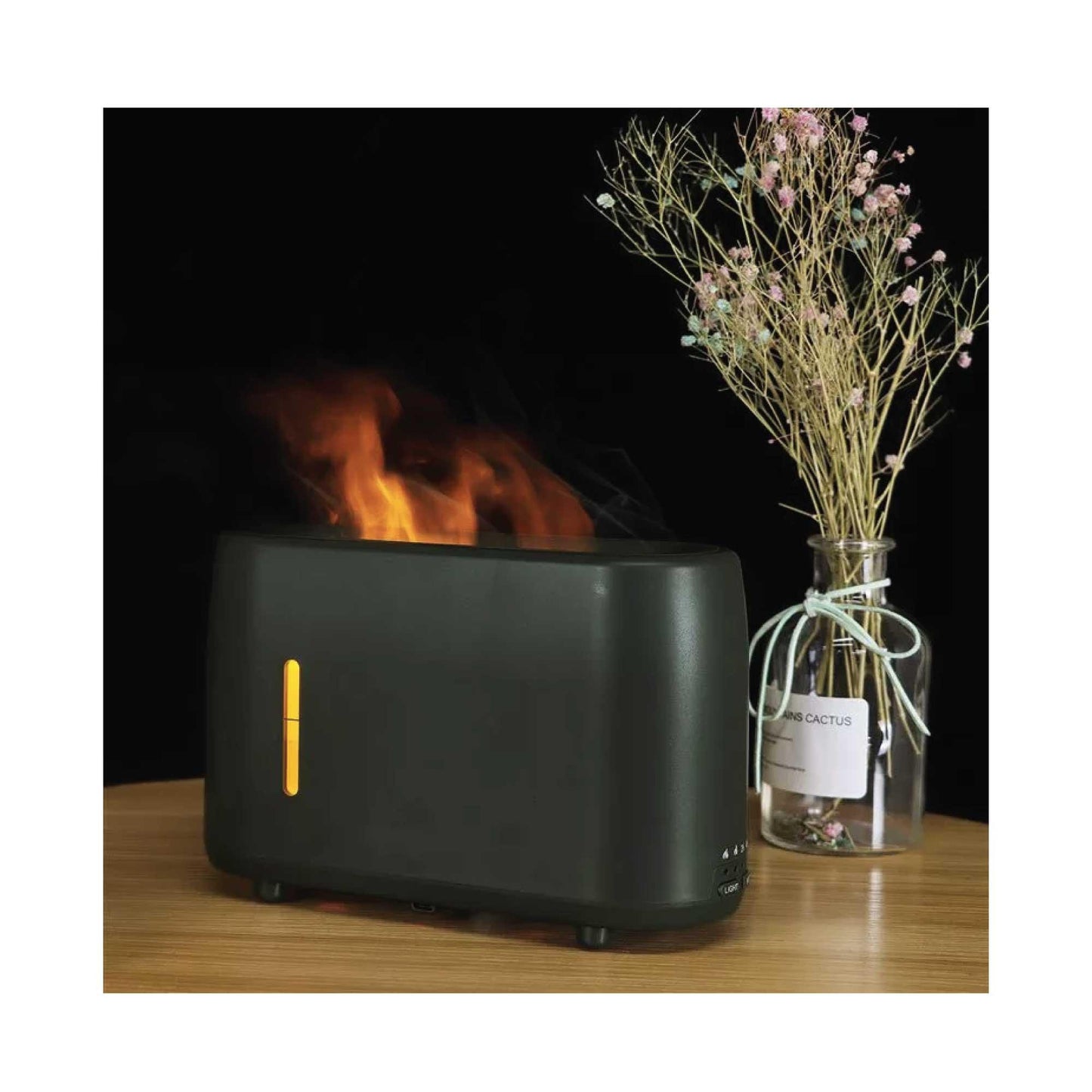 Essential Oil Aroma Diffuser and Remote - Grey 240ml Flame Fire Style Air Humidifier - Mega Pet Store