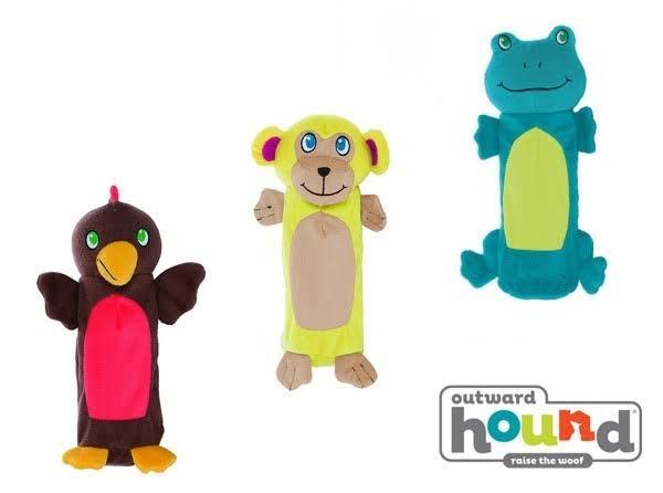 OUTWARD HOUND Bottle Buddy Gigglers Dog Toy - Frog, Monkey, Chicken - Monkey - Mega Pet Store