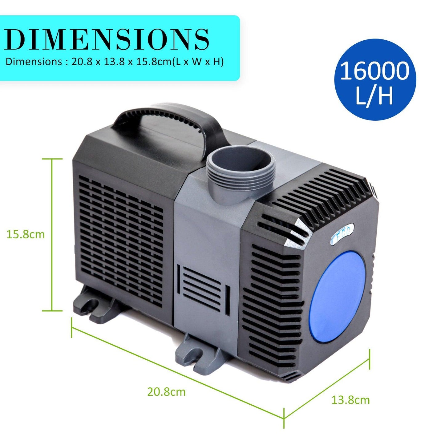 Aquarium Submersible Pond Water Pump 16000L/H - Mega Pet Store