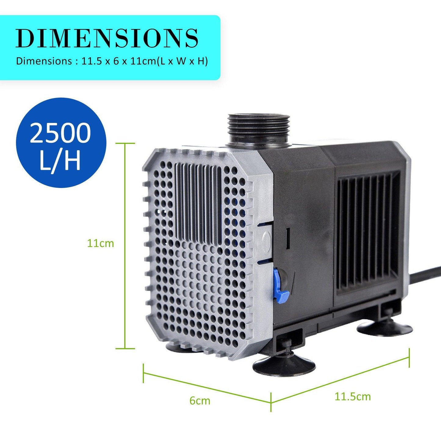 Aquarium Submersible Pond Water Pump 2500L/H 45W 2.7m - Mega Pet Store