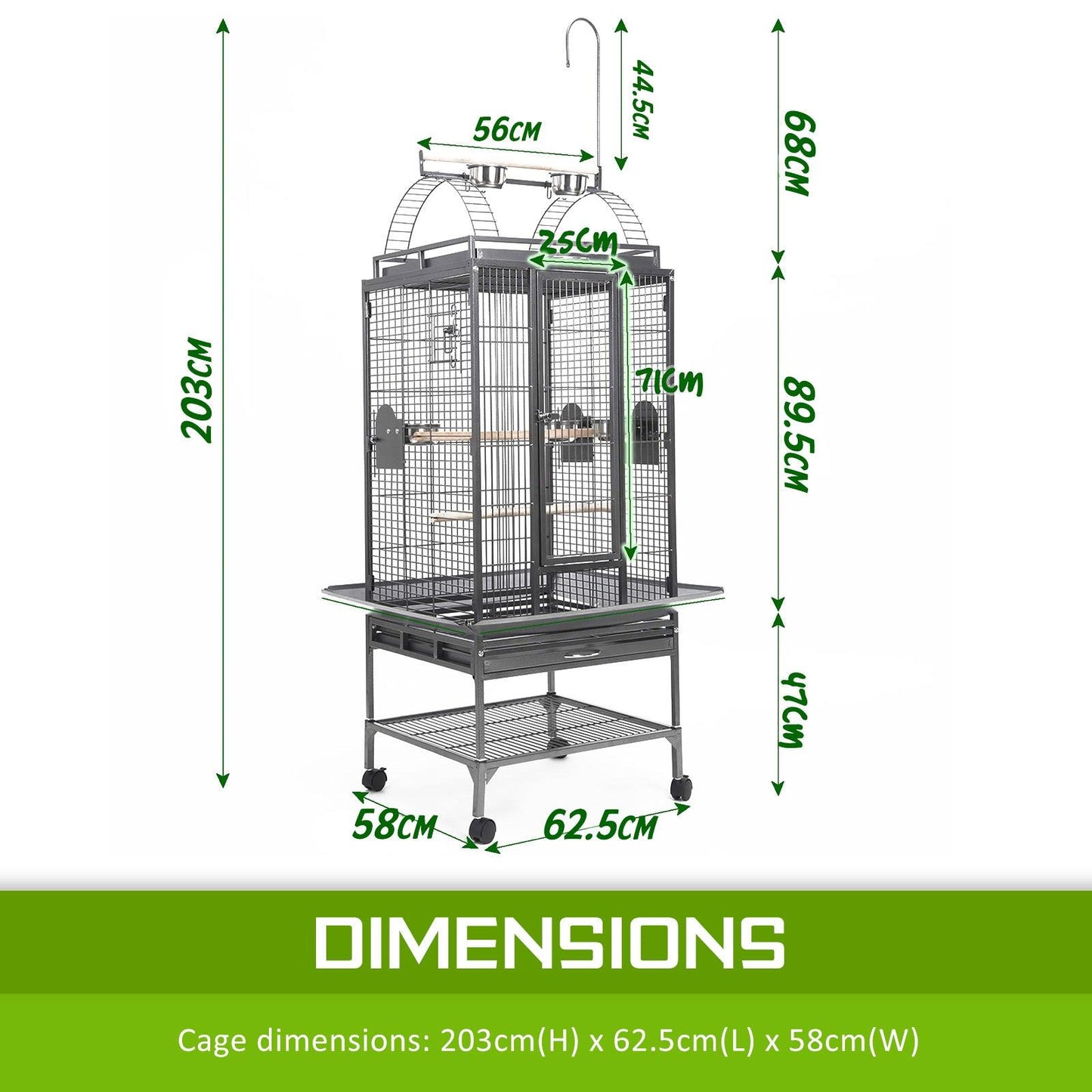 Bird Cage Parrot Aviary TENOR 203cm - Mega Pet Store