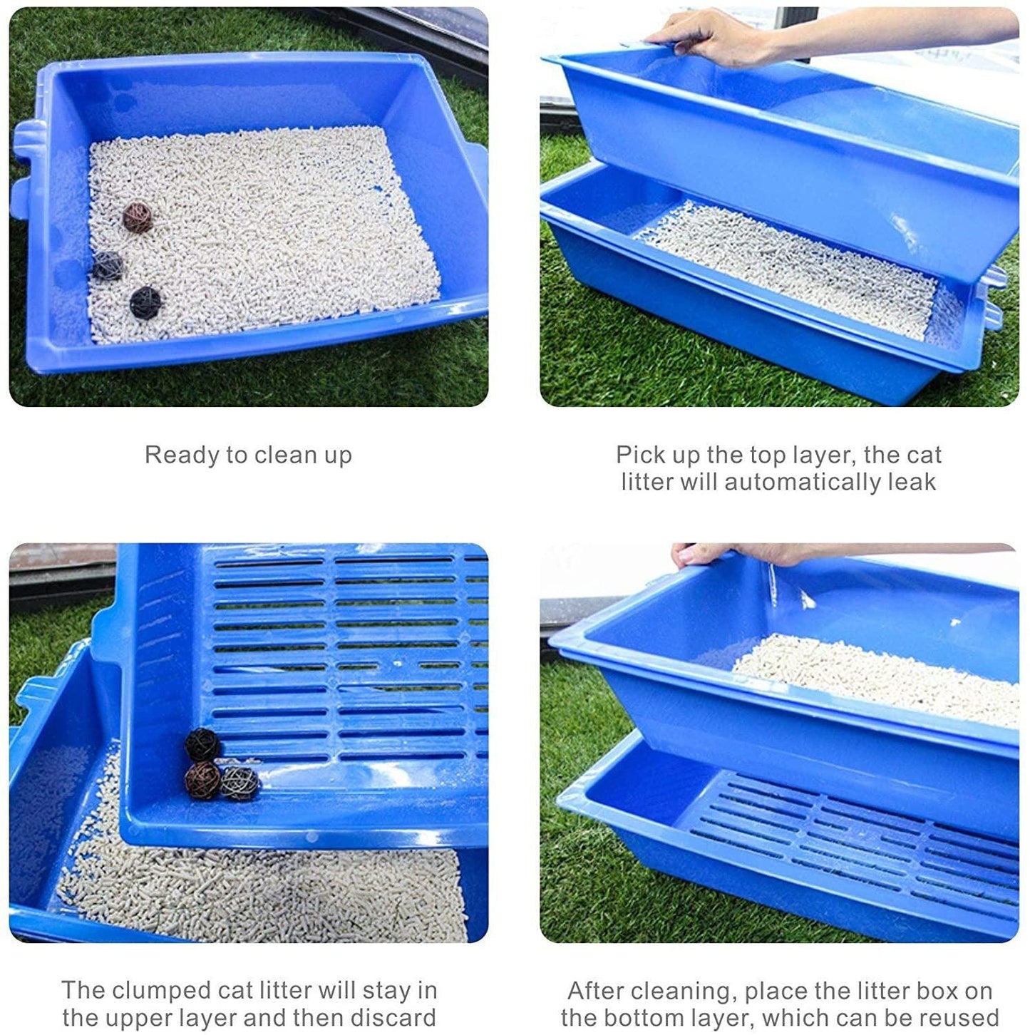 YES4PETS Lift and Sift Self Cleaning Kitty Litter Trays Cat Litter Tray Toilet Sifting Slotted Trays - Mega Pet Store