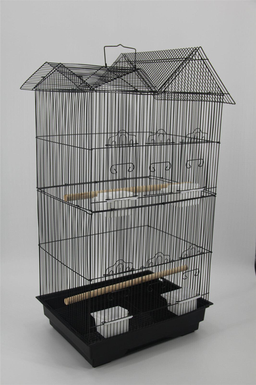 YES4PETS 4 X Medium Size Bird Cage Parrot Budgie Aviary with Perch - Black - Mega Pet Store