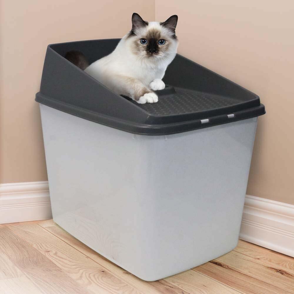 XL Top Entry Cat Litter Box No Mess Large Enclosed Covered Kitty Tray - Mega Pet Store