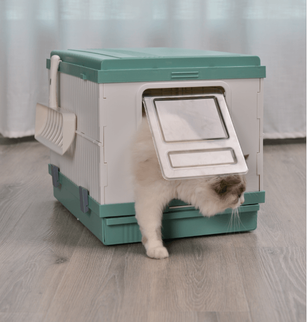 YES4PETS XL Portable Cat Toilet Litter Box Tray Foldable House with Handle and Scoop Green - Mega Pet Store