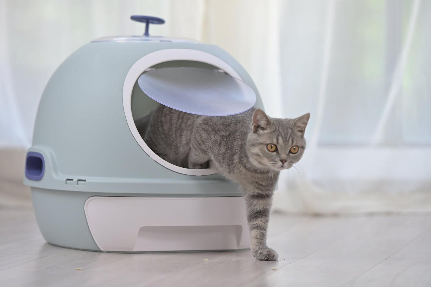 YES4PETS Cat Toilet Litter Box Tray House W Sky window Drawer Photocatalyst Purifier Blue - Mega Pet Store