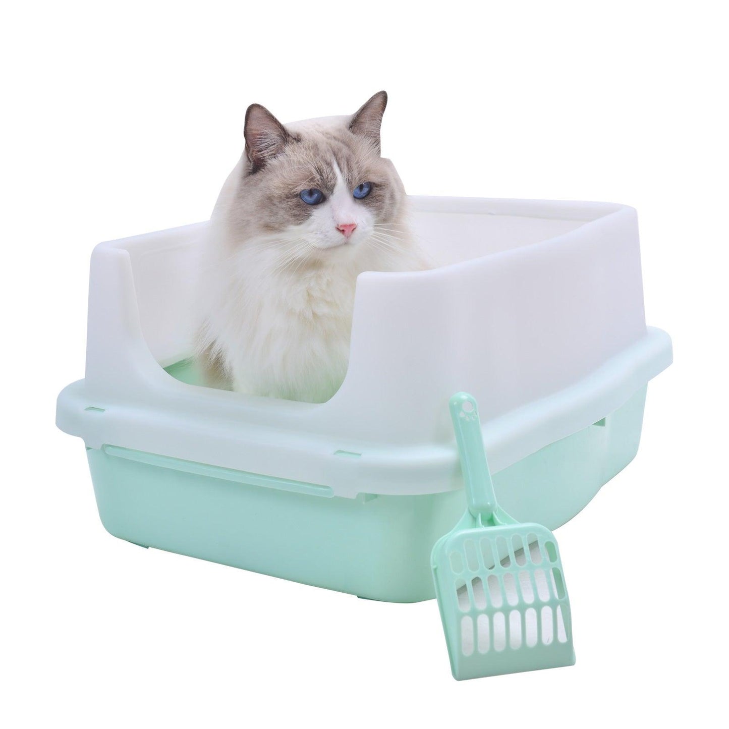 YES4PETS Large Deep Cat Kitty Litter Tray High Wall Pet Toilet Tray With Scoop Green - Mega Pet Store