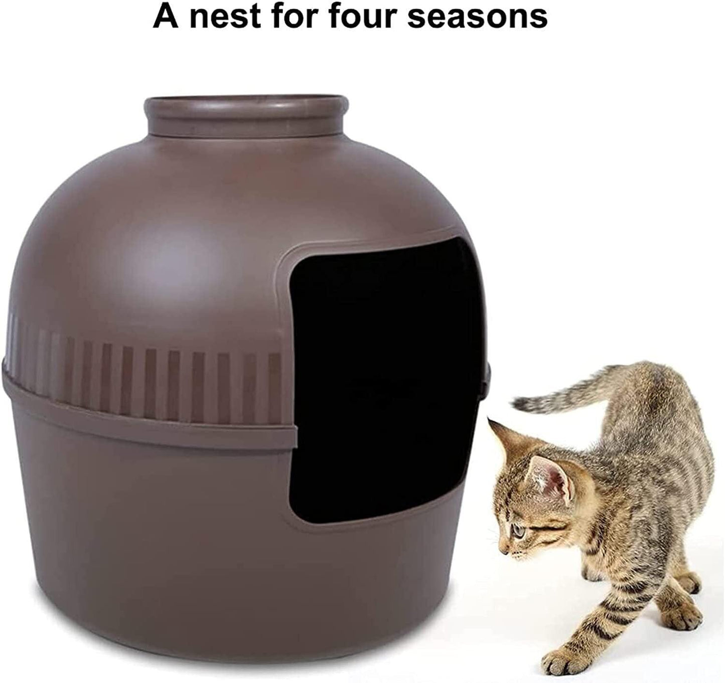 YES4PETS Multifunctional Cat Litter Box Pet Cat House Semi-Enclosed Brown - Mega Pet Store