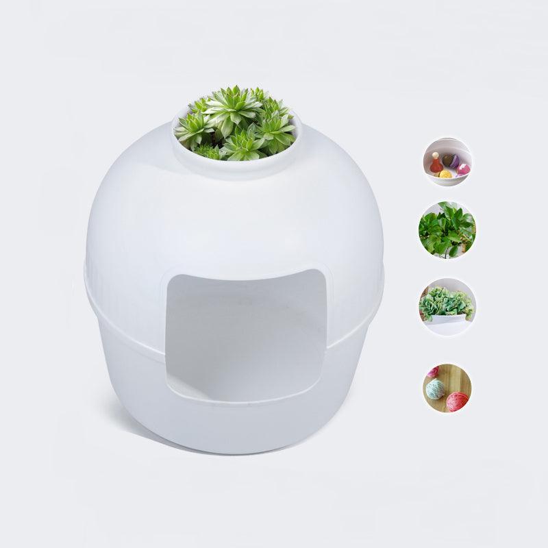 YES4PETS Multifunctional Cat Litter Box Pet Cat House Semi-Enclosed White - Mega Pet Store