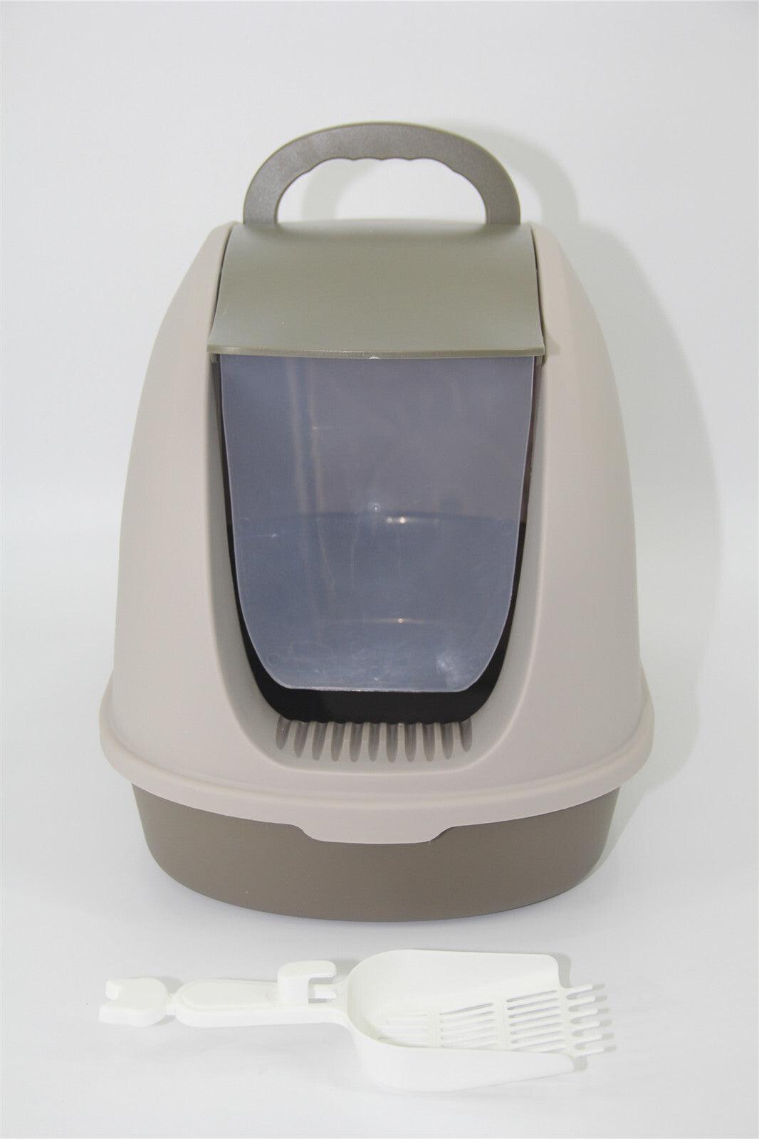 YES4PETS Portable Hooded Cat Toilet Litter Box Tray House with Scoop and Grid Tray Brown - Mega Pet Store