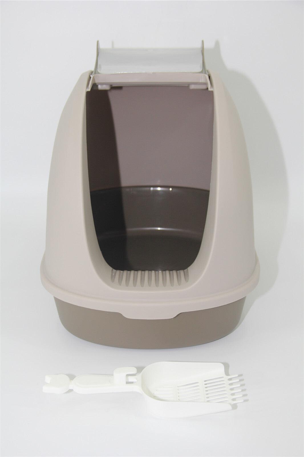 YES4PETS Portable Hooded Cat Toilet Litter Box Tray House with Scoop and Grid Tray Brown - Mega Pet Store