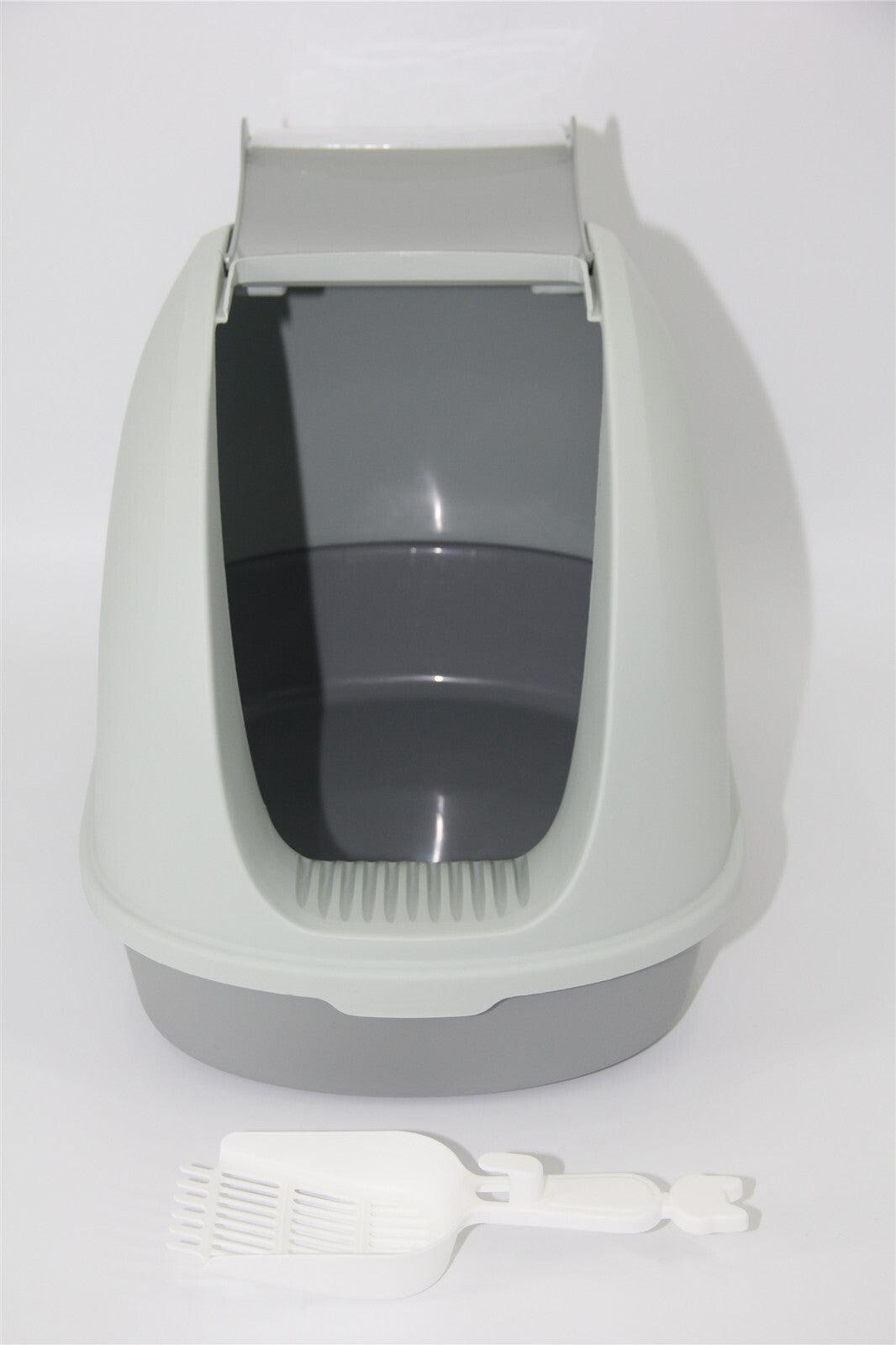 YES4PETS Portable Hooded Cat Toilet Litter Box Tray House with Handle and Scoop Grey - Mega Pet Store