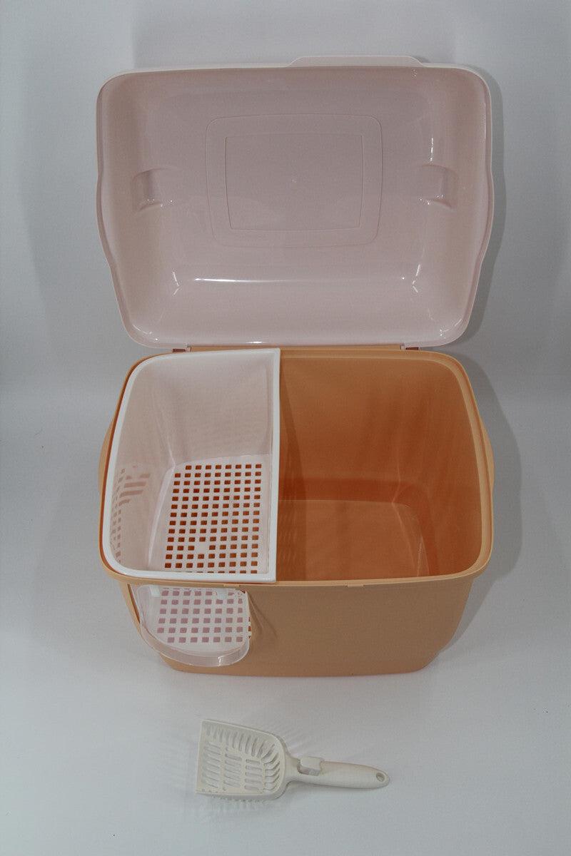 YES4PETS XL Portable Hooded Cat Toilet Litter Box Tray House with Handle and Scoop Brown - Mega Pet Store