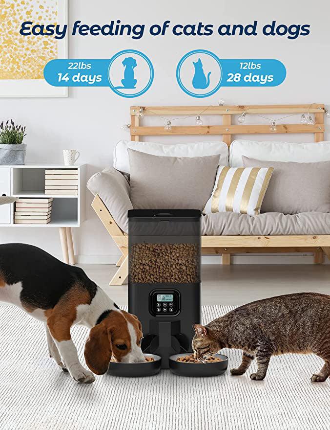 YES4PETS 6L Automatic Digital Pet Dog Cat Feeder Double Food Bowl Dispenser - Mega Pet Store