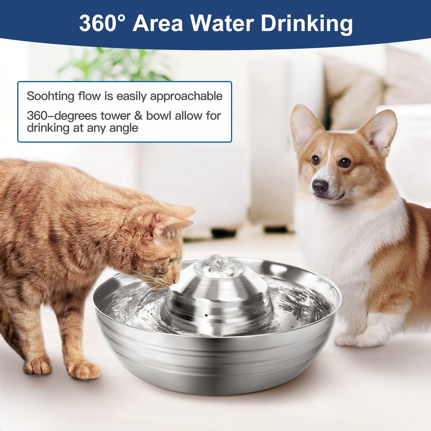 YES4PETS 2L Automatic Electric Pet Water Fountain Dog Cat Stainless Steel Feeder Bowl Dispenser - Mega Pet Store