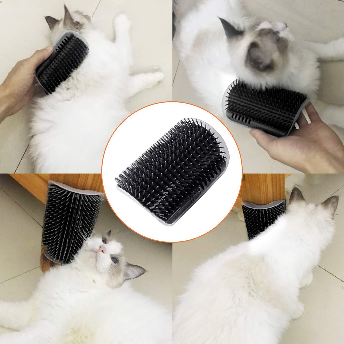 Cat Self Groomer Catnip Dog Cat Toy Corner Groomer Wall Corner Scratcher Comb Grooming Massage Brush Black - Mega Pet Store
