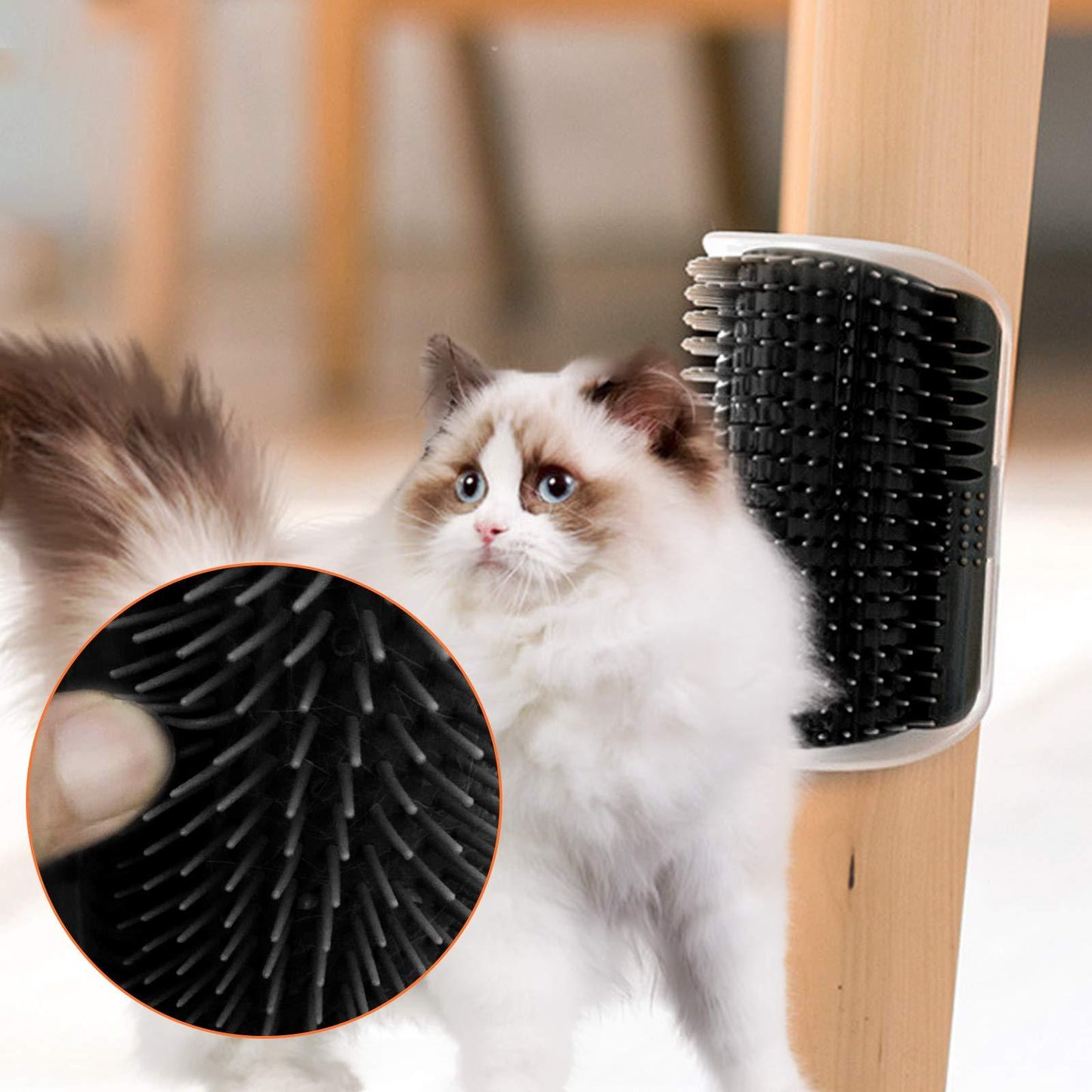 Cat Self Groomer Catnip Dog Cat Toy Corner Groomer Wall Corner Scratcher Comb Grooming Massage Brush Black - Mega Pet Store