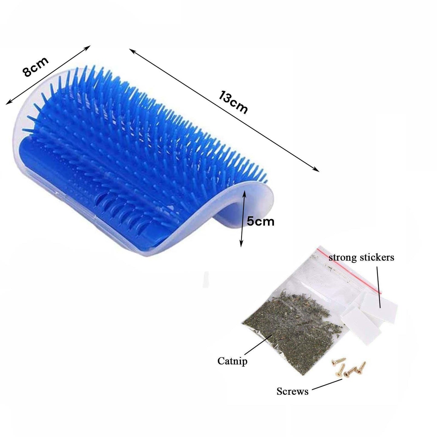 Cat Self Groomer Catnip Dog Cat Toy Corner Groomer Wall Corner Scratcher Comb Grooming Massage Brush Blue - Mega Pet Store