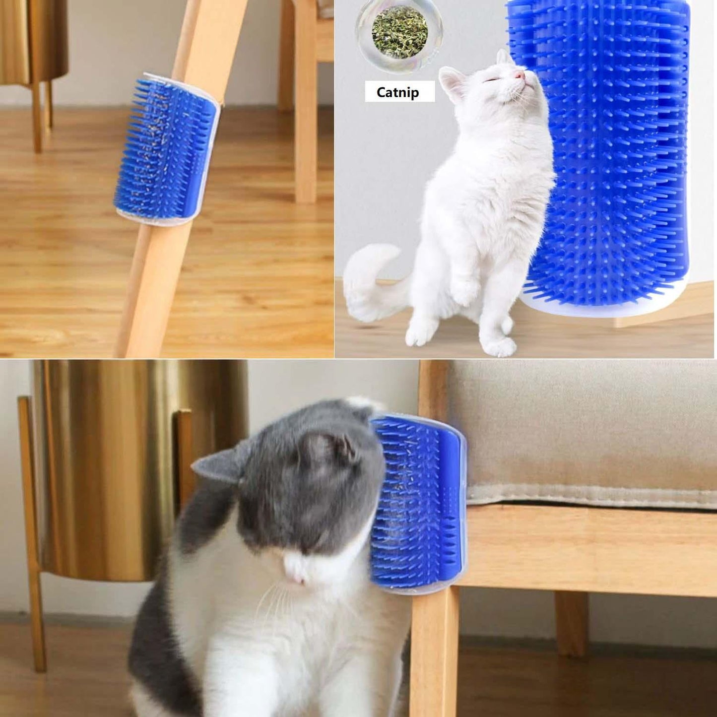 Cat Self Groomer Catnip Dog Cat Toy Corner Groomer Wall Corner Scratcher Comb Grooming Massage Brush Blue - Mega Pet Store