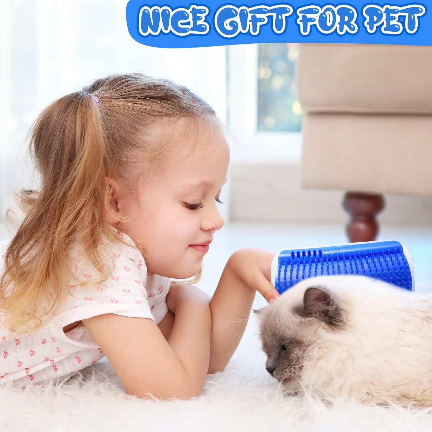 Cat Self Groomer Catnip Dog Cat Toy Corner Groomer Wall Corner Scratcher Comb Grooming Massage Brush Blue - Mega Pet Store