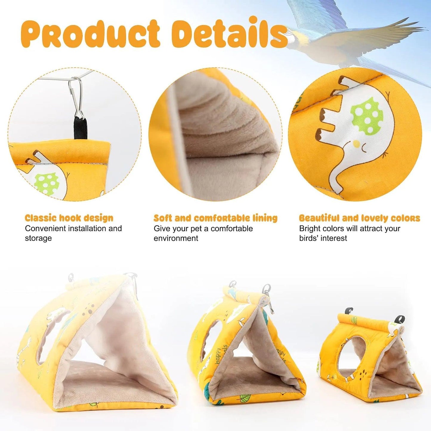 Pawfriends Bird Sleep Cotton Nest Cage Hut Pet Hammock Hang Cave Bed Parrot Warm Tent M AU - Mega Pet Store