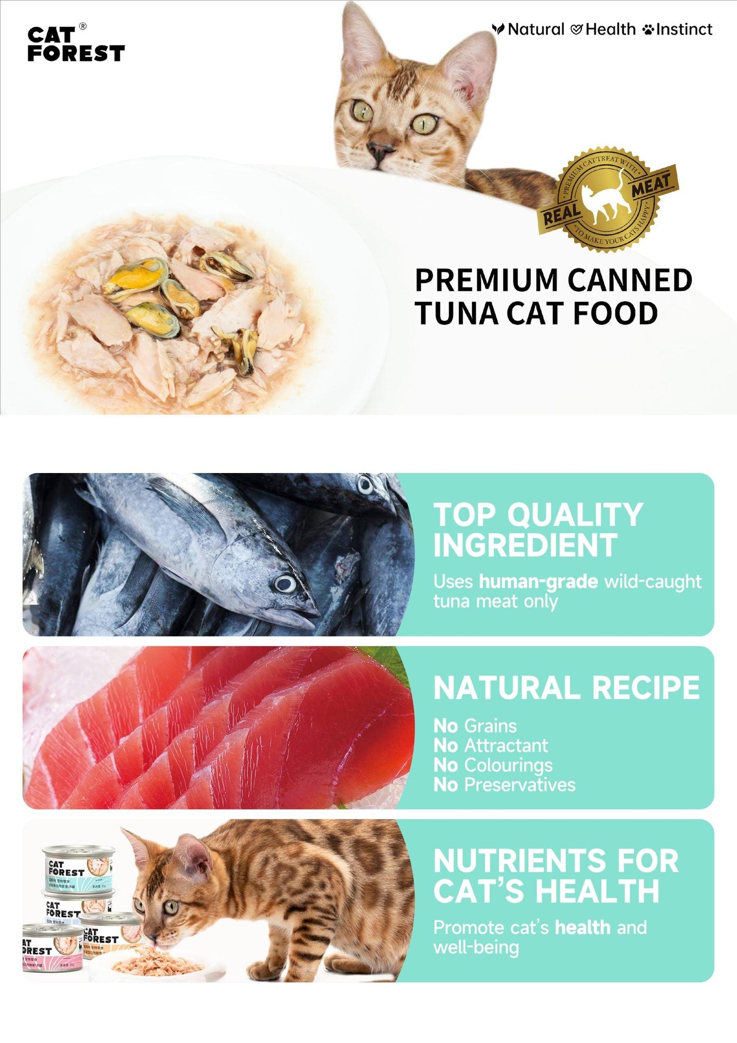 CAT FOREST Premium Tuna White Meat With Chicken In Jelly Cat Canned Food 85G X 24 - Mega Pet Store