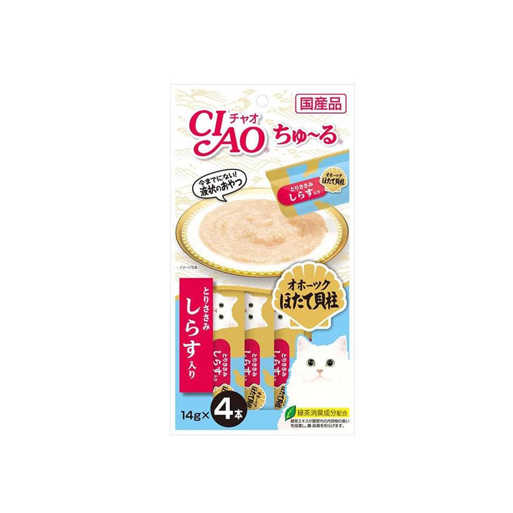 CIAO Churu Puree Cat Wet Treat- Chicken Fillet With Scallop Whitebait 14G X 4 SC-103 X6 - Mega Pet Store