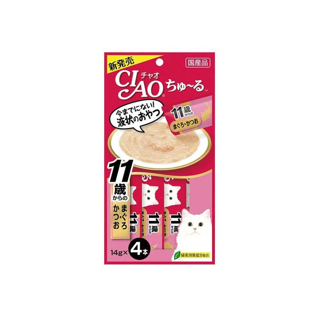 CIAO Churu Puree Cat Wet Treat- Tuna With Collagen For Aged Cats- 14G X 4 SC-74 X6 - Mega Pet Store