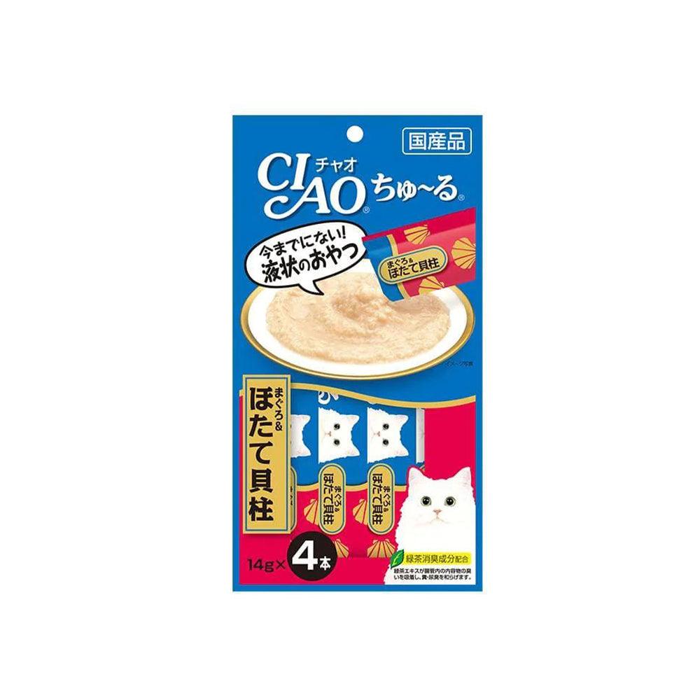 CIAO Churu Puree Cat Wet Treat -White Meat Tuna Scallop- 14G x 4 SC-77 X6 - Mega Pet Store