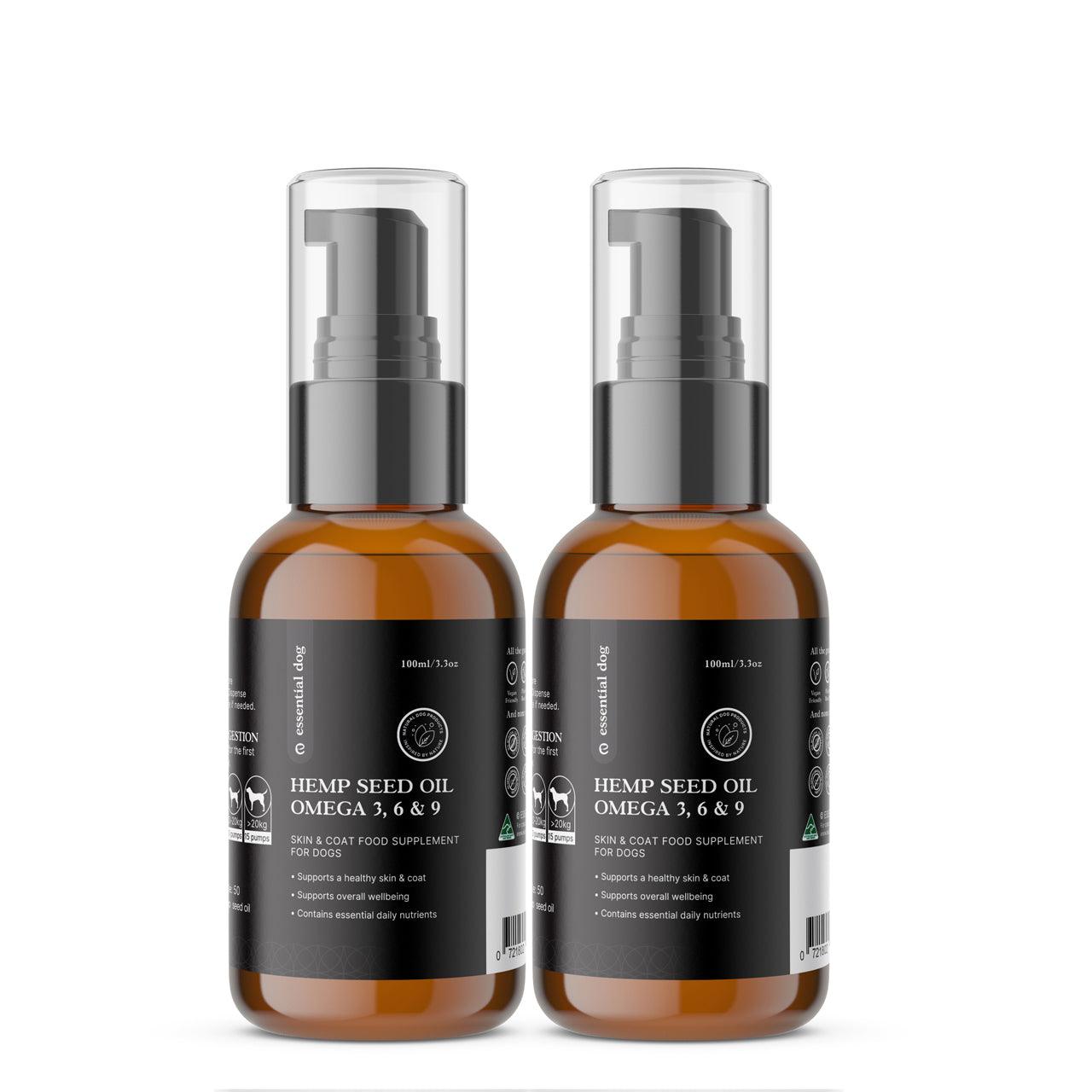 2 x 100ml Raw Hemp Seed Oil Food Supplement for Dogs - Mega Pet Store