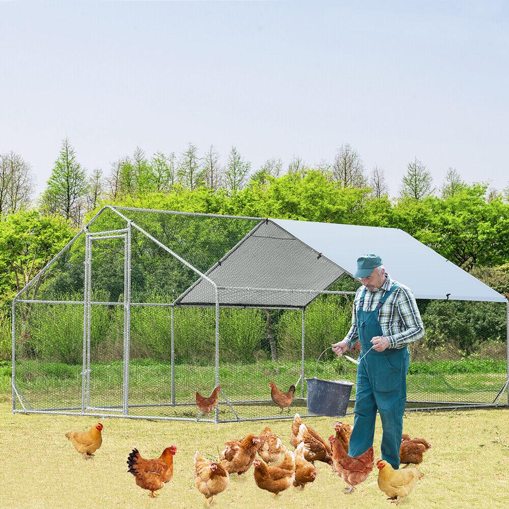VaKa 3x4x1.95m Metal Walk-in Chicken Coop Rabbit Hutch Cage Hen House Chook Au - Mega Pet Store