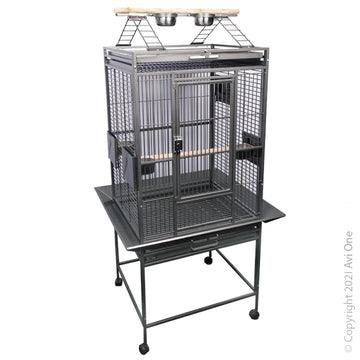 AVI ONE PARROT CAGE WITH PLAY PEN SILVER BLACK - Mega Pet Store