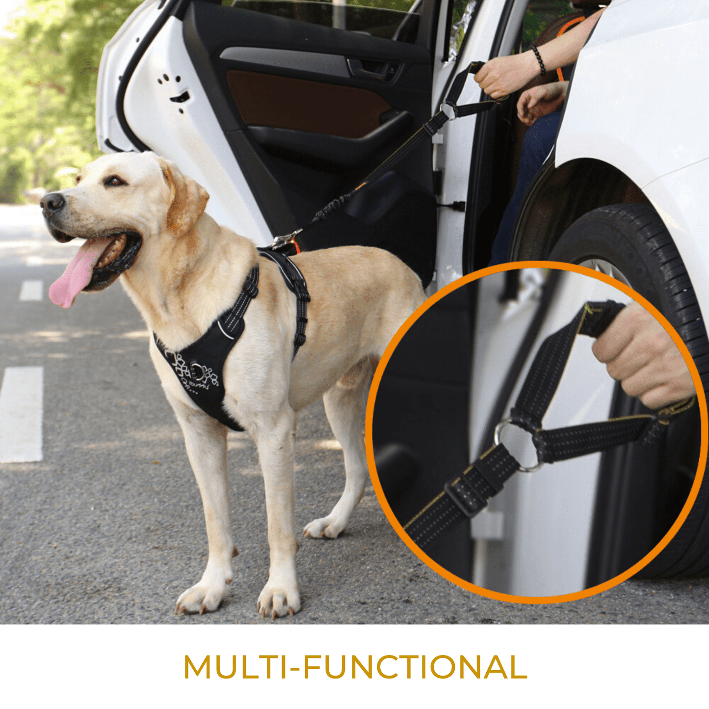 iBuddy Dog Seat Belt for Cars, Headrest Restraint with Locking Carabiner - Mega Pet Store