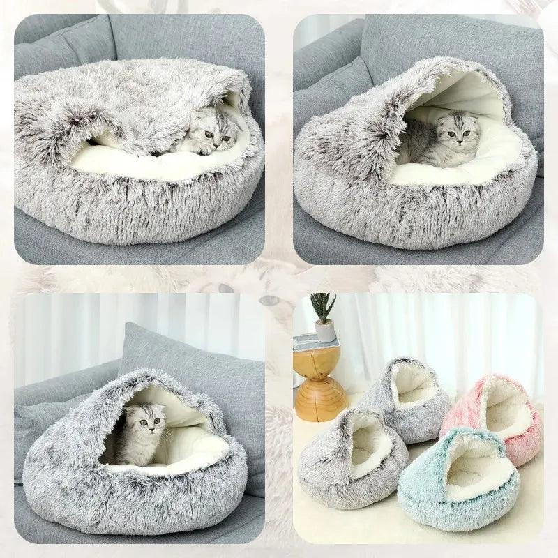 Pink Medium PawfectFriend Cozy Burrowing Cave Pet Bed for Dogs Cats Kitten Plush Warm Soft Sleeping Nest - pink medium - Mega Pet Store