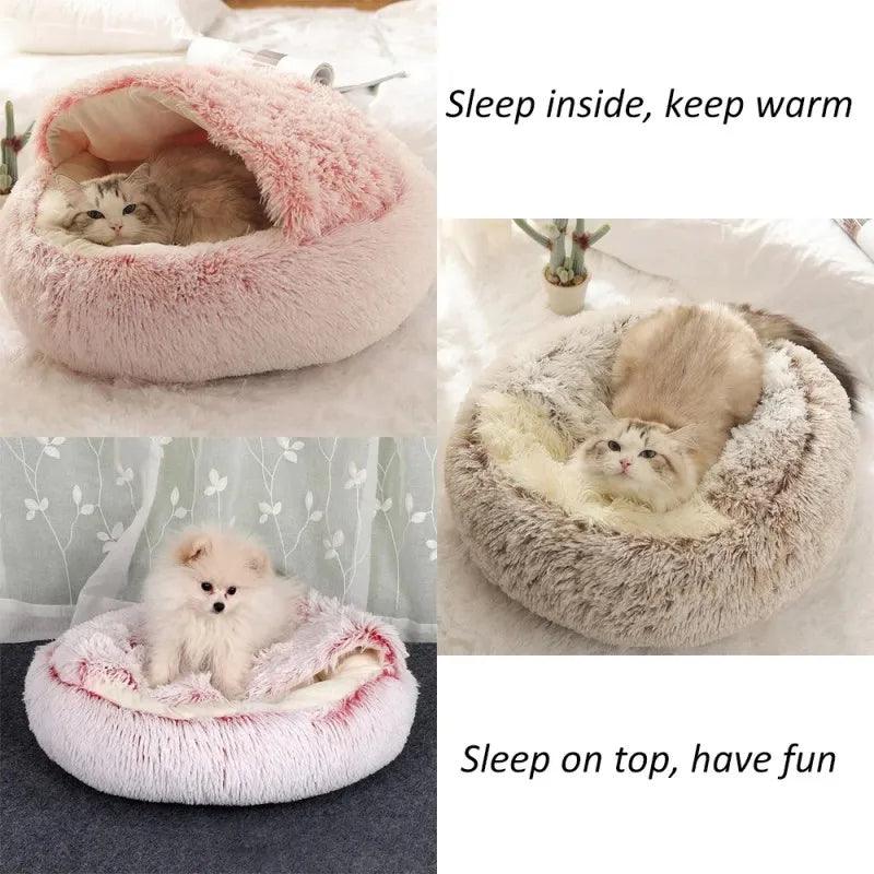 Pink Large PawfectFriend Cozy Burrowing Cave Pet Bed for Dogs Cats Kitten Plush Warm Soft Sleeping Nest - pink large - Mega Pet Store