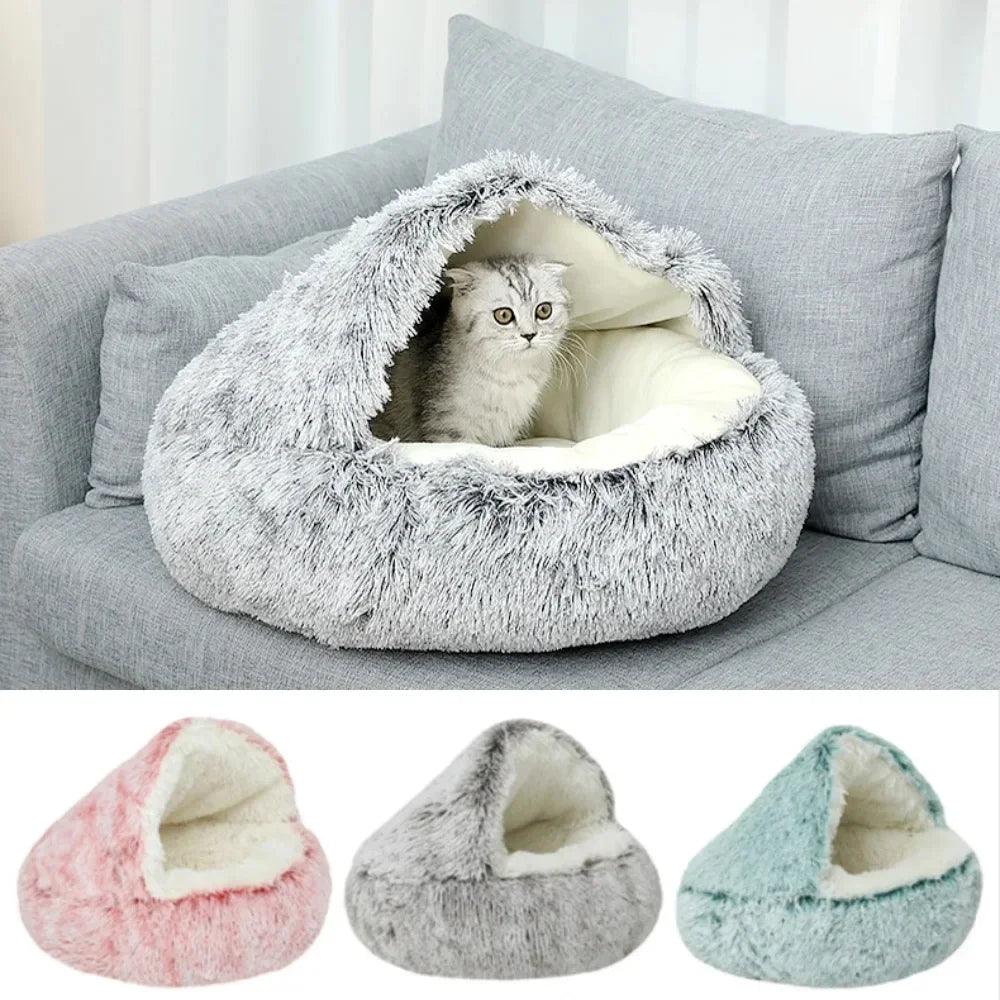 Light Brown Large PawfectFriend Cozy Burrowing Cave Pet Bed for Dogs Cats Kitten Plush Warm Soft Sleeping Nest - Mega Pet Store