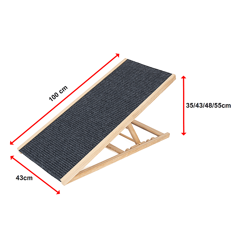 Foldable Dog Pet Ramp Adjustable Height Dogs Stairs for Bed Sofa Car 100cm - Mega Pet Store