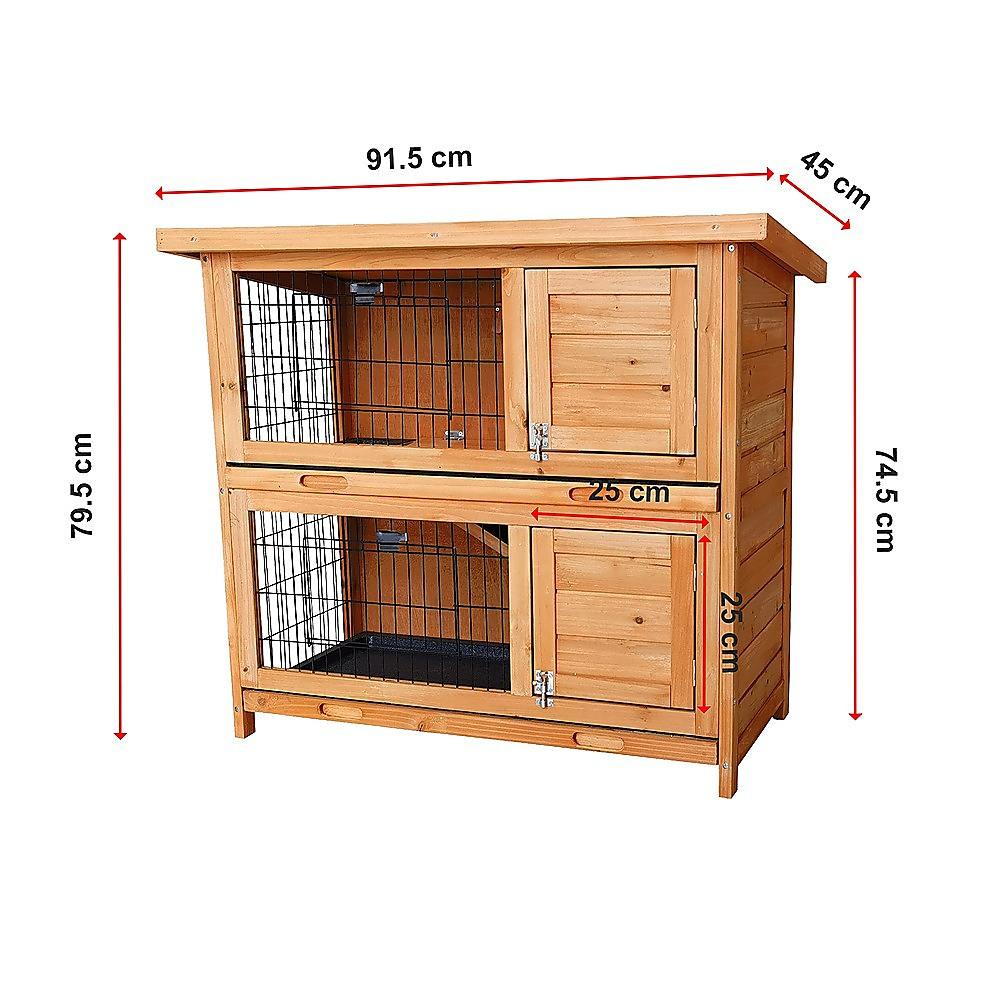 Large Rabbit Hutch with BASE Chicken Coop 2 Storey Guinea Pig Pet Cage House - Mega Pet Store