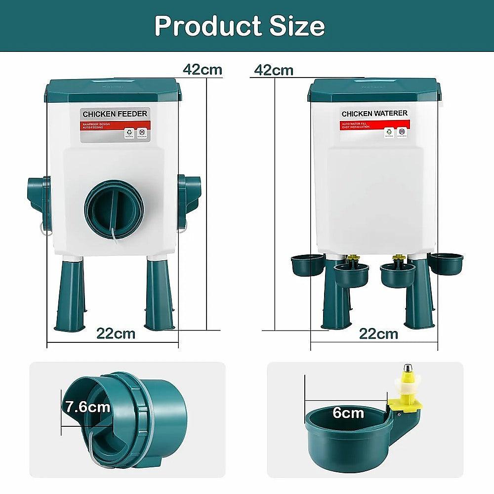 Chicken Feeder Water Food Treadle Poultry Feeding 12KG Large Capacity 11L - Mega Pet Store