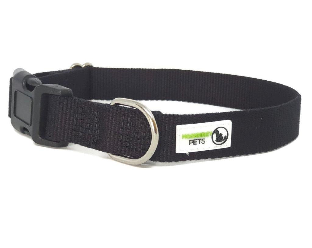 100% Pure Bamboo Fibre Dog Collar Plastic Buckle - Moondidley Pets Medium Black - Mega Pet Store