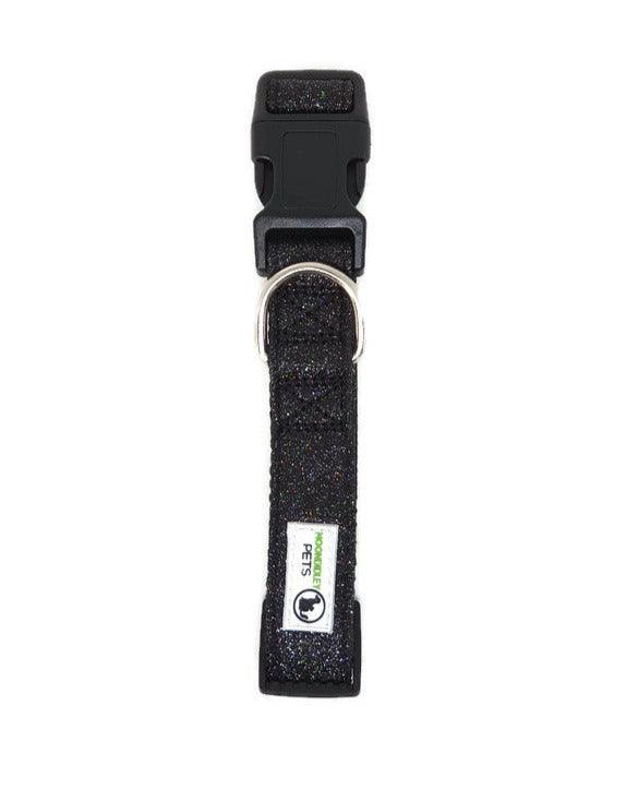 Bling Glitter Overlay Nylon Dog Collar Breakaway Buckle - Moondidley Pets Medium Black - Mega Pet Store